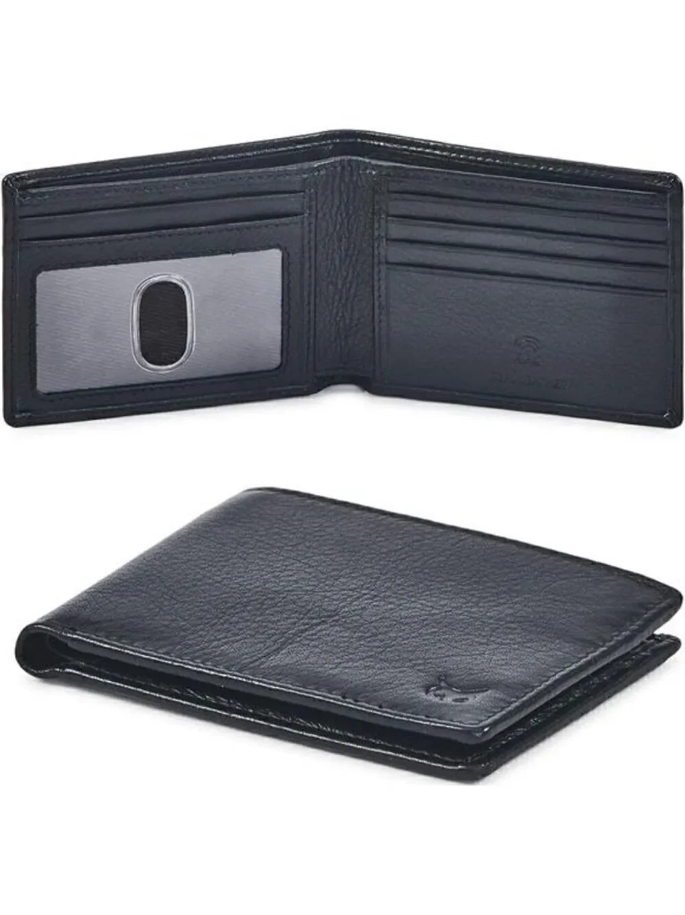 Real Leather Mens Wallet RFID Blocking Slim Pocket Storage Carry Bag Thin BLACK